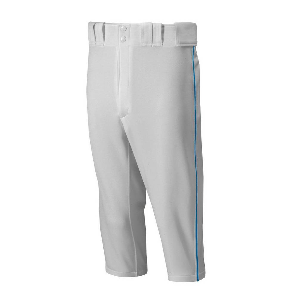 Mens Mizuno Premier Short Piped Baseball Pants Grey/Royal Philippines (DZFXJM786)